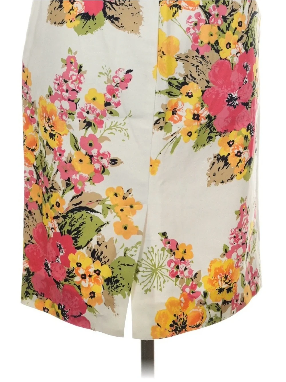 Milano Floral Print Pencil Skirt - White with Pink & Yellow Blooms NWT Size L